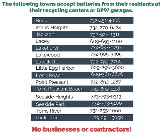 Municipalities that accept auto batteries