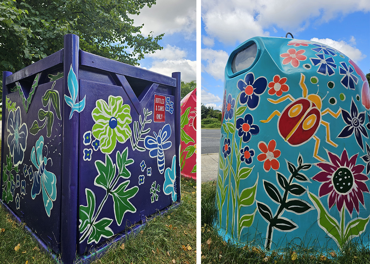 Blue recycling containers