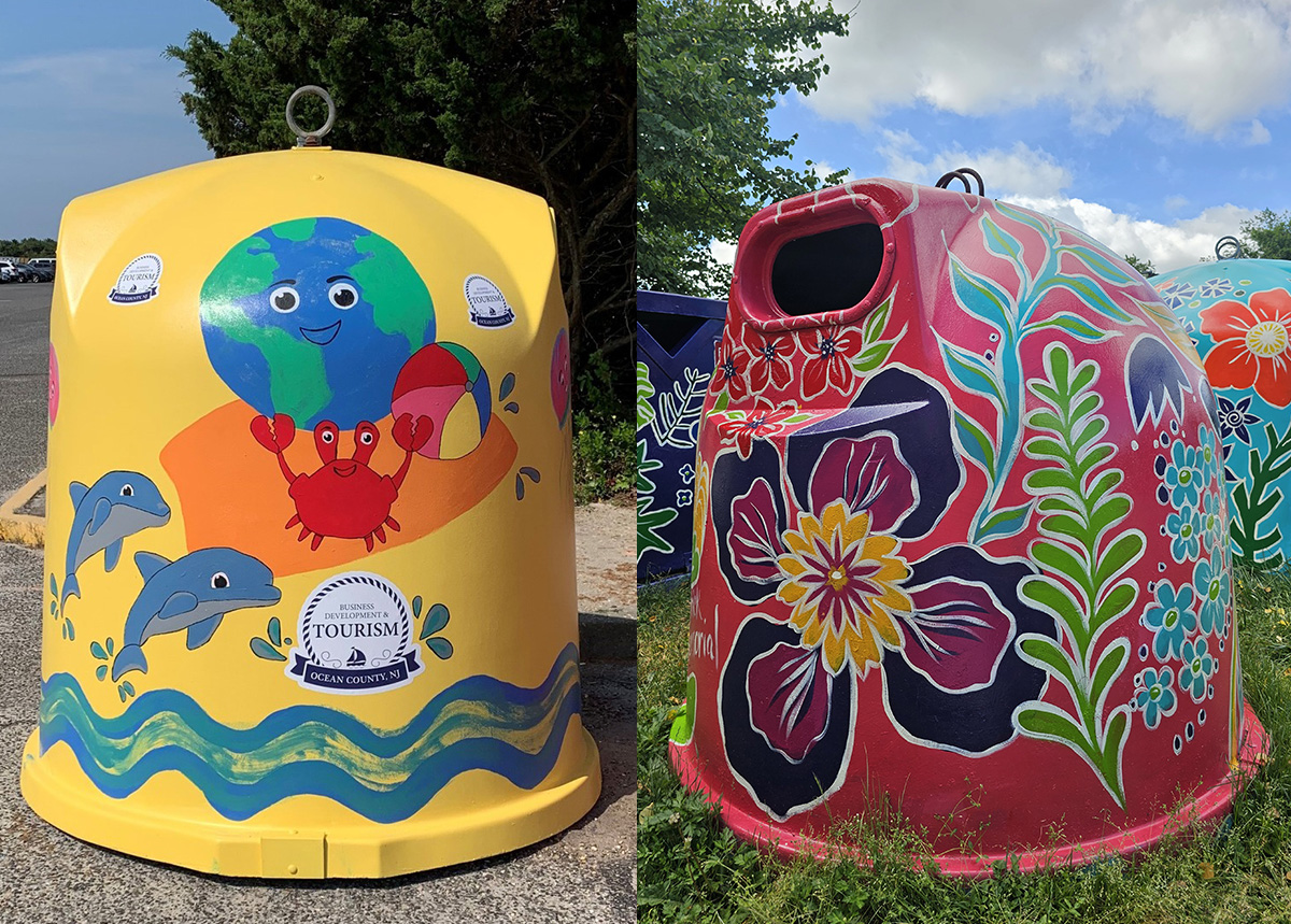 yellow and red recycling containers