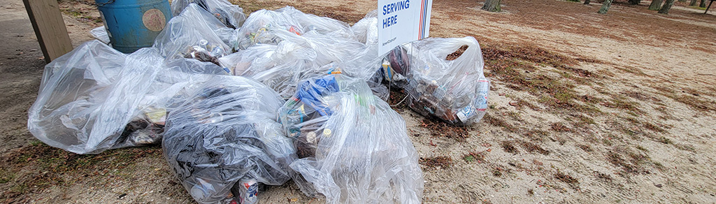 garbage bags in park